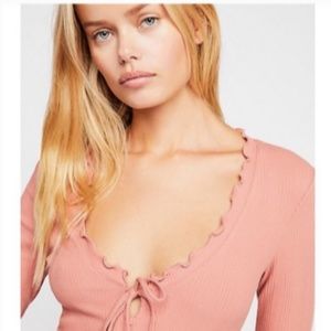 Free People Falling For You Long Sleeve Top Pink